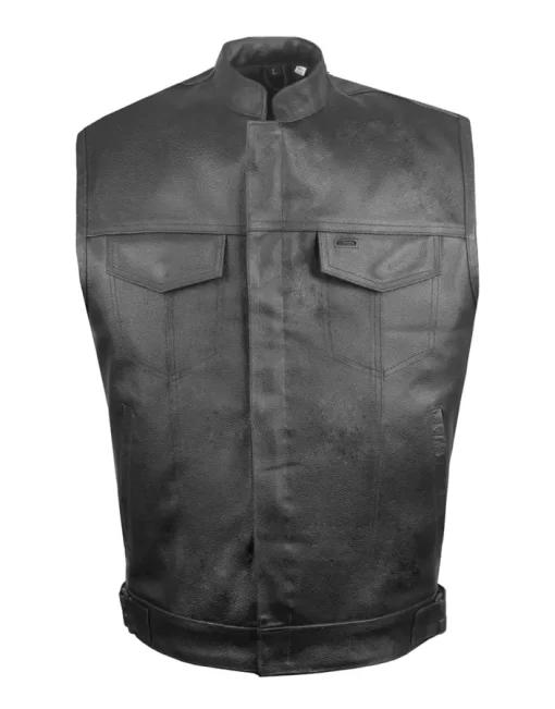 mens-black-faux-leather-biker-vest