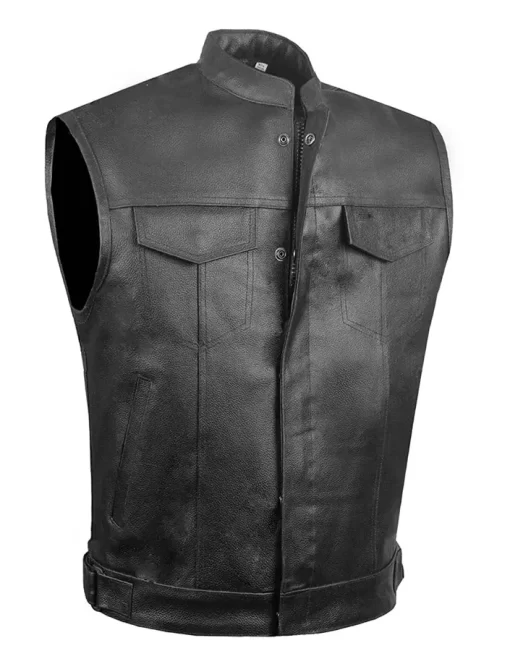 mens-black-faux-leather-biker-vest