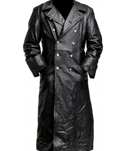 mens-double-breasted-black-faux-leather-trench-coat