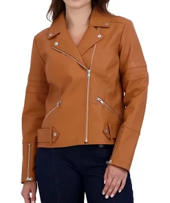 womens-brown-faux-leather-motorcycle-jacket