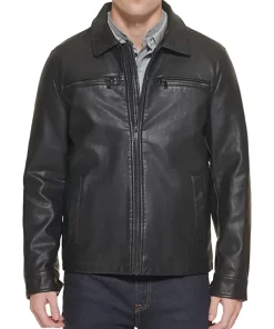 mens-black-faux-leather-biker-jacket