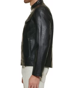 mens-black-faux-leather-trucker-jacket