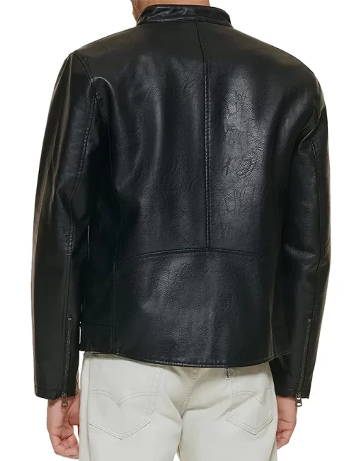 mens-black-faux-leather-trucker-jacket