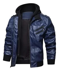 mens-blue-faux-leather-jacket-with-removable-hood