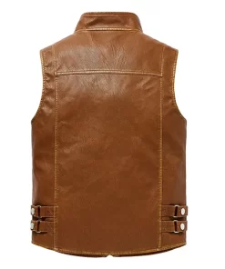 mens-brown-faux-leather-motorcycle-vest