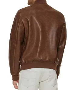 mens-brown-faux-leather-varsity-bomber-jacket