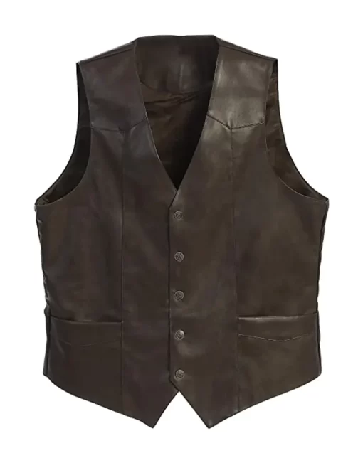 mens-button-front-dark-brown-faux-leather-vest