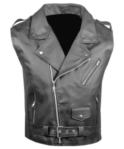 mens-classic-black-faux-leather-biker-vest