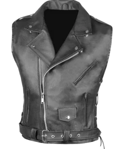 mens-classic-side-laces-black-faux-leather-vest