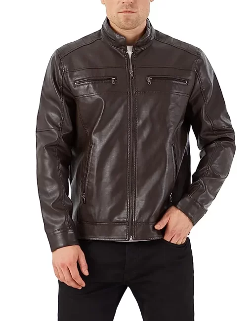 mens-coffee-brown-faux-leather-jacket