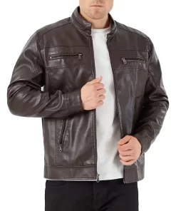 mens-coffee-brown-faux-leather-jacket