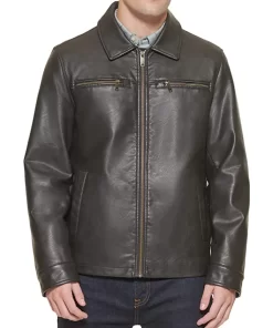 mens-dark-brown-faux-leather-biker-jacket