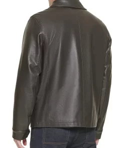 mens-dark-brown-faux-leather-biker-jacket