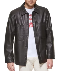 mens-dark-brown-faux-leather-oversized-shirt-jacket