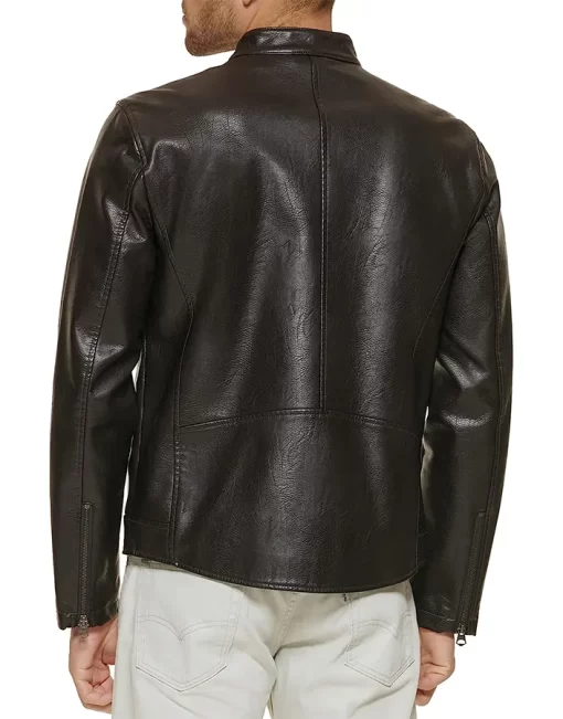 mens-dark-brown-faux-leather-trucker-jacket