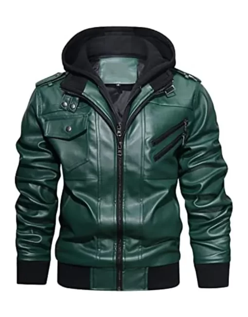 mens-green-faux-leather-jacket-with-removable-hood