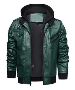 mens-green-faux-leather-jacket-with-removable-hood