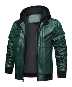 mens-green-faux-leather-jacket-with-removable-hood