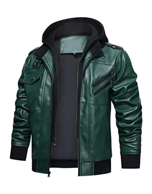 mens-green-faux-leather-jacket-with-removable-hood