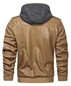 mens-khaki-faux-leather-jacket-with-removable-hood