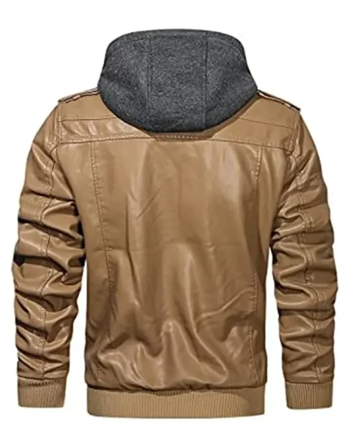 mens-khaki-faux-leather-jacket-with-removable-hood