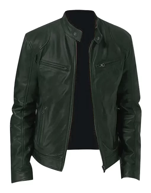 mens-long-sleeve-green-faux-leather-jacket