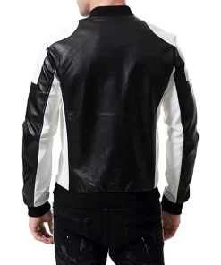 mens-slim-fit-black-faux-leather-bomber-jacket
