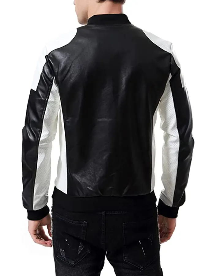 mens-slim-fit-black-faux-leather-bomber-jacket-2 mens-slim-fit-black-faux-leather-bomber-jacket