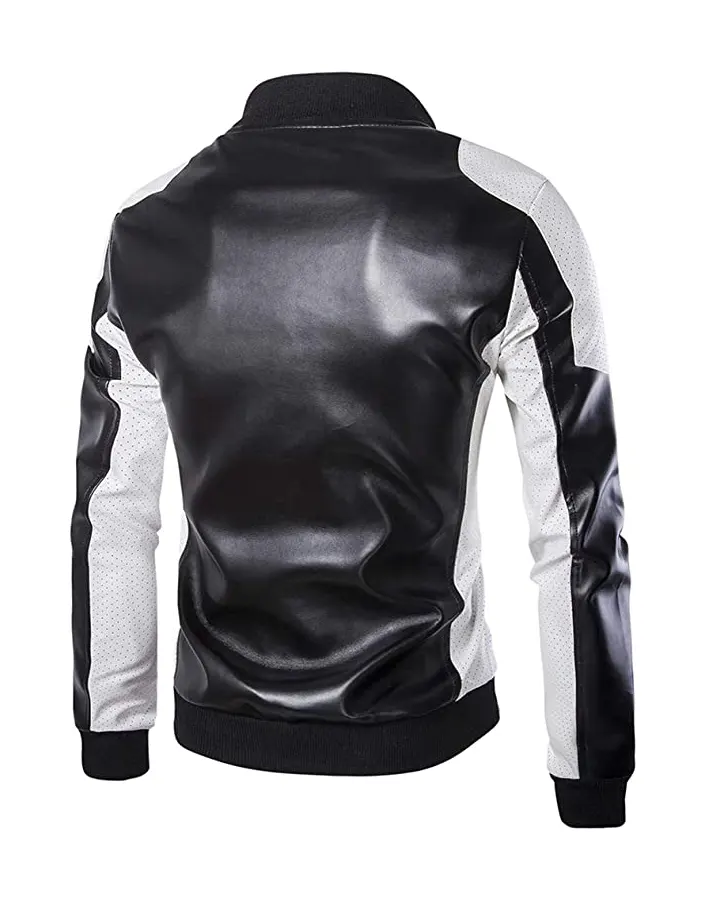 mens-slim-fit-black-faux-leather-bomber-jacket-4 mens-slim-fit-black-faux-leather-bomber-jacket
