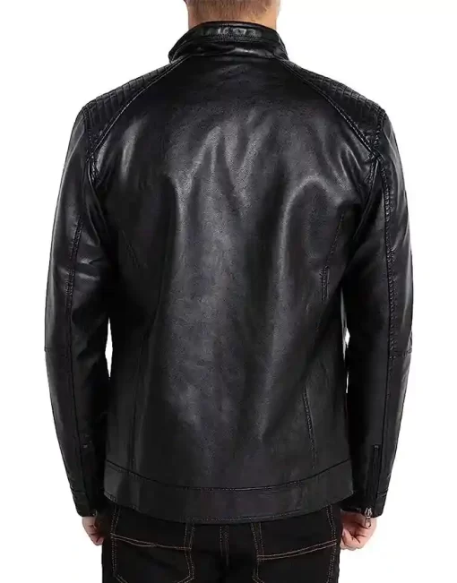 mens-stand-collar-black-faux-leather-jacket