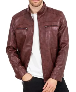 mens-stand-collar-maroon-faux-leather-jacket