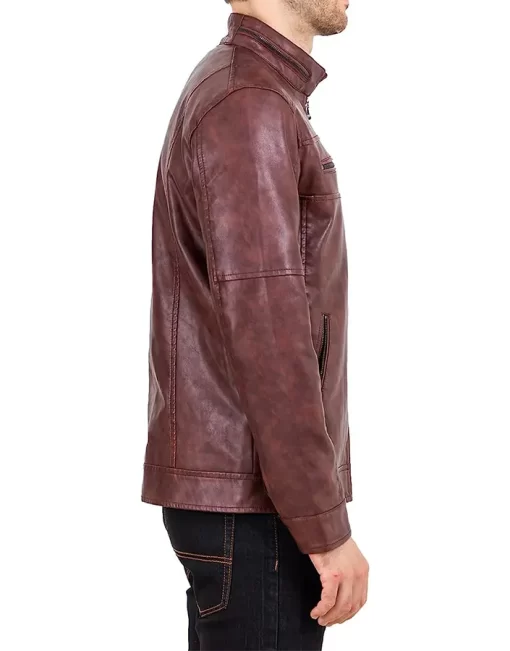 mens-stand-collar-maroon-faux-leather-jacket