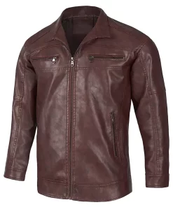 mens-stand-collar-maroon-faux-leather-jacket