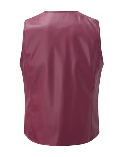 mens-v-neck-collar-burgundy-faux-leather-vest