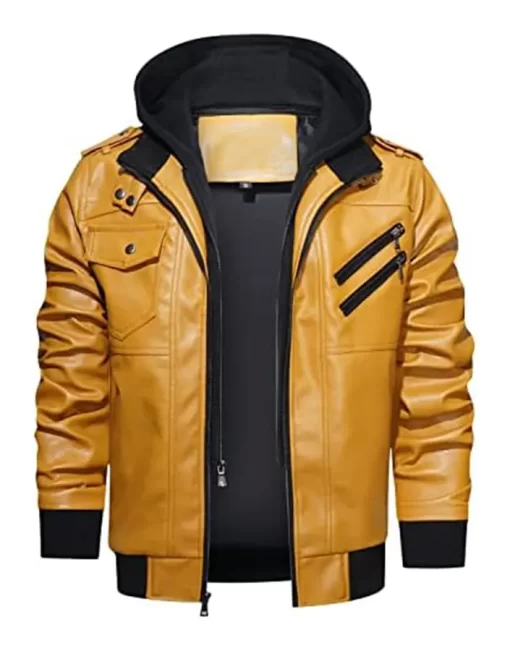 mens-yellow-faux-leather-jacket-with-removable-hood