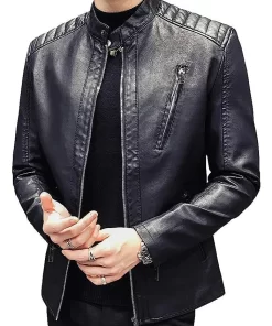 slim-fit-black-faux-leather-jacket-mens