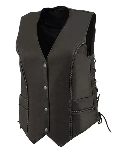 womens-black-faux-leather-biker-vest