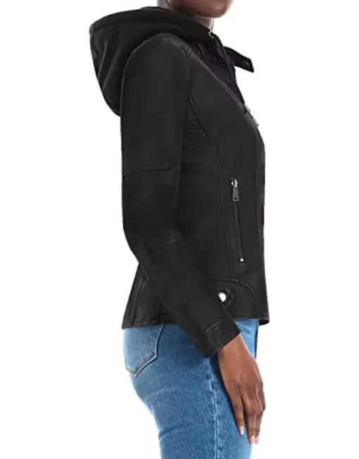 womens-black-faux-leather-hooded-jacket