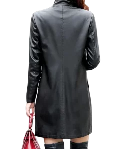 womens-black-faux-leather-mid-length-coat