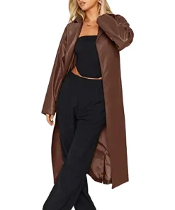 womens-brown-faux-leather-coat