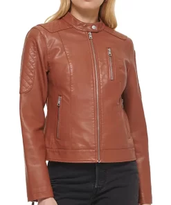 womens-brown-faux-leather-racer-jacket