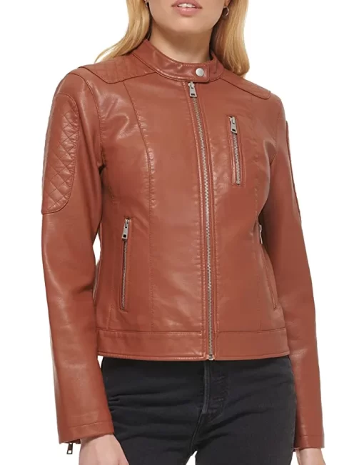 womens-brown-faux-leather-racer-jacket