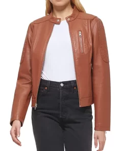 womens-brown-faux-leather-racer-jacket