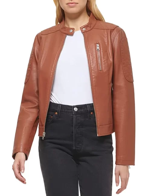 womens-brown-faux-leather-racer-jacket