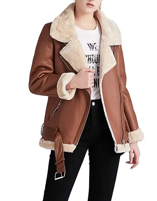 womens-brown-faux-leather-shearling-jacket