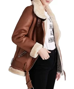 womens-brown-faux-leather-shearling-jacket