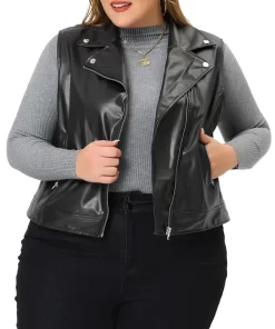 womens-classic-black-faux-leather-biker-vest