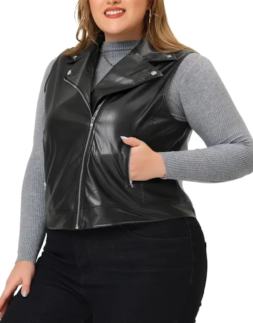 womens-classic-black-faux-leather-biker-vest