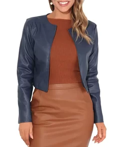 womens-cropped-navy-blue-faux-leather-jacket