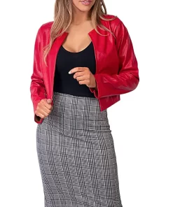 womens-cropped-red-faux-leather-jacket